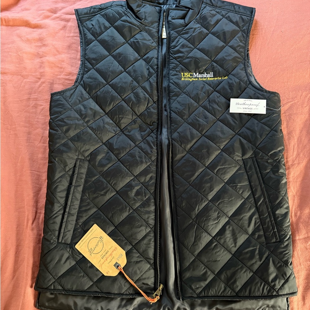 NWT Weatherproof Vintage Black Quilted Vest size men’s small